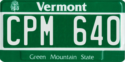 VT license plate CPM640