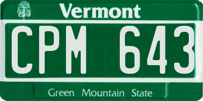 VT license plate CPM643