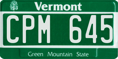 VT license plate CPM645