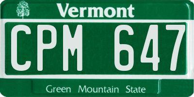 VT license plate CPM647