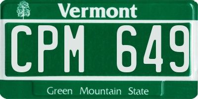 VT license plate CPM649