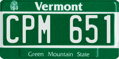 VT license plate CPM651