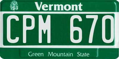 VT license plate CPM670