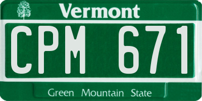 VT license plate CPM671
