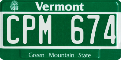 VT license plate CPM674