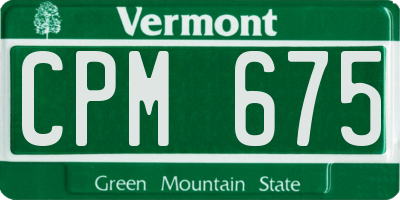 VT license plate CPM675