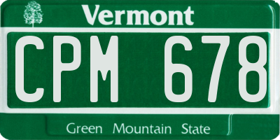 VT license plate CPM678