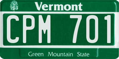 VT license plate CPM701