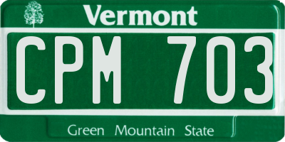 VT license plate CPM703