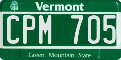 VT license plate CPM705