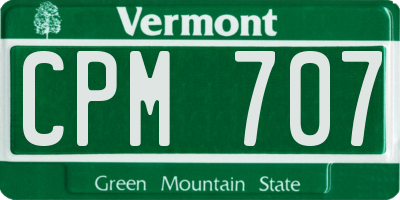 VT license plate CPM707