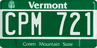 VT license plate CPM721