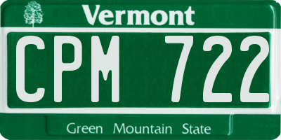 VT license plate CPM722