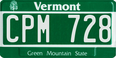 VT license plate CPM728