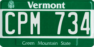 VT license plate CPM734