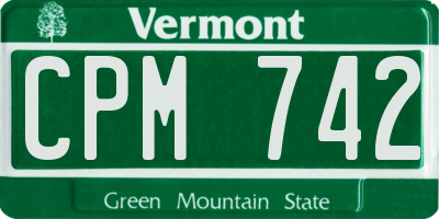 VT license plate CPM742