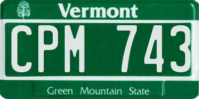 VT license plate CPM743