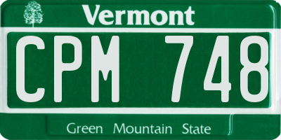 VT license plate CPM748