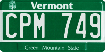 VT license plate CPM749