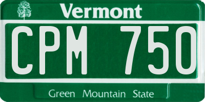 VT license plate CPM750