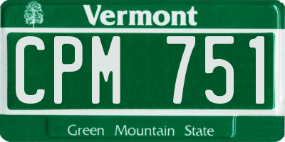 VT license plate CPM751