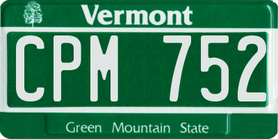 VT license plate CPM752