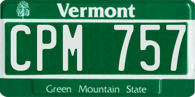 VT license plate CPM757