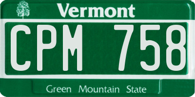VT license plate CPM758