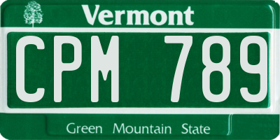 VT license plate CPM789