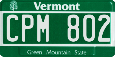 VT license plate CPM802