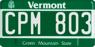 VT license plate CPM803