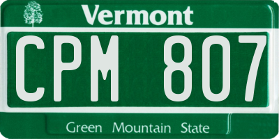 VT license plate CPM807