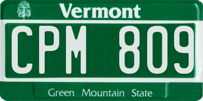 VT license plate CPM809