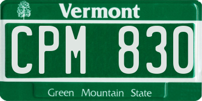 VT license plate CPM830
