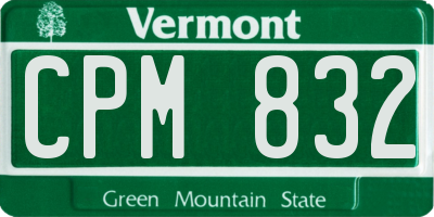 VT license plate CPM832