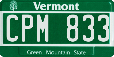 VT license plate CPM833