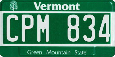 VT license plate CPM834