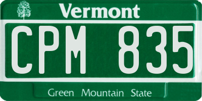 VT license plate CPM835