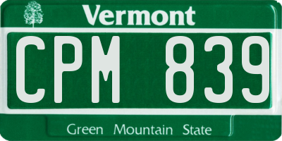 VT license plate CPM839