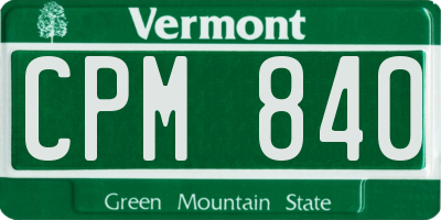 VT license plate CPM840