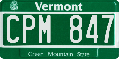 VT license plate CPM847