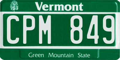 VT license plate CPM849