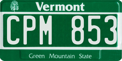 VT license plate CPM853