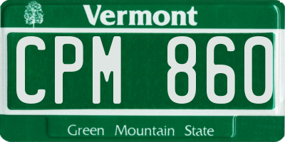 VT license plate CPM860