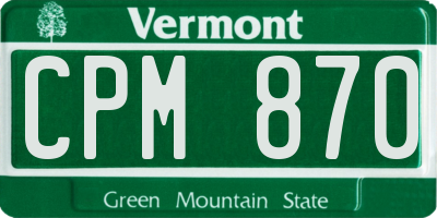 VT license plate CPM870