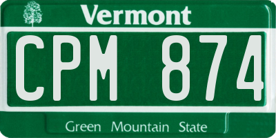 VT license plate CPM874