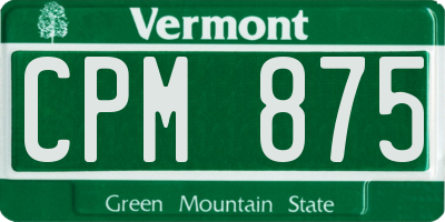 VT license plate CPM875