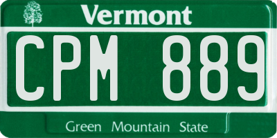 VT license plate CPM889