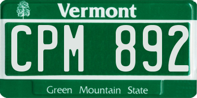 VT license plate CPM892