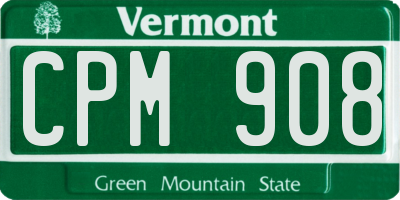 VT license plate CPM908